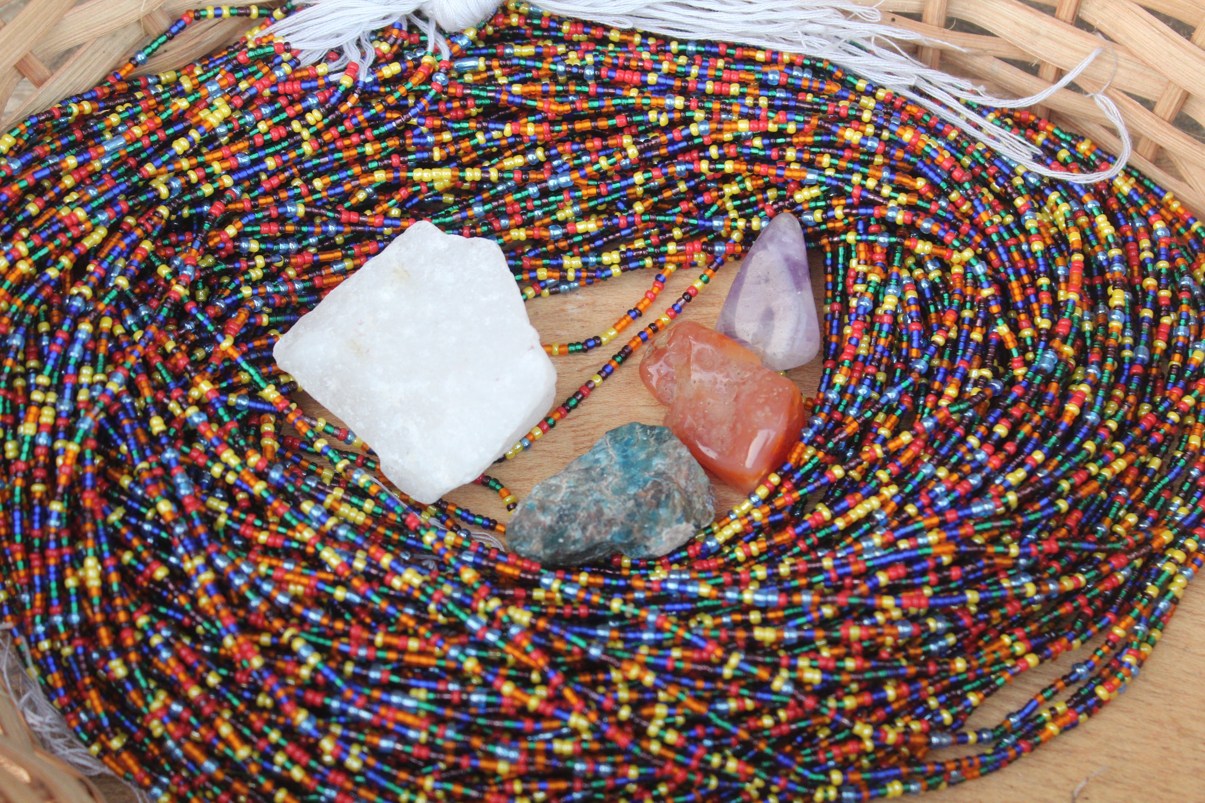 Wholesale Ghana Chakra Waist Beads – 50 Strand Bundle | Multicolor & Solid Energy Set