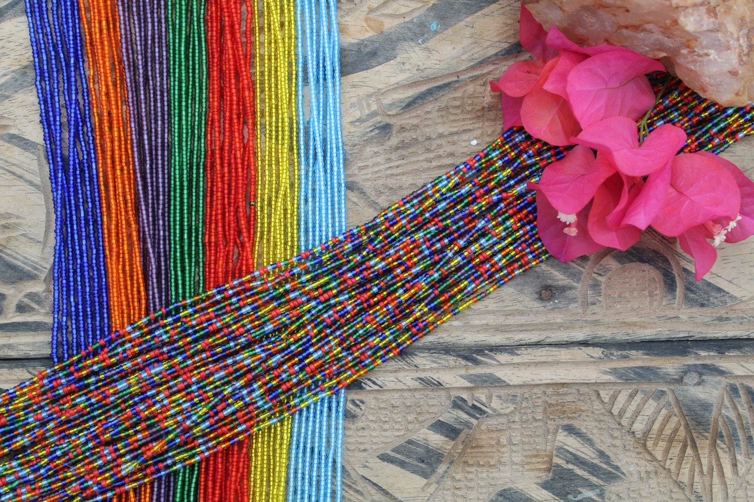 Wholesale Ghana Chakra Waist Beads – 50 Strand Bundle | Multicolor & Solid Energy Set