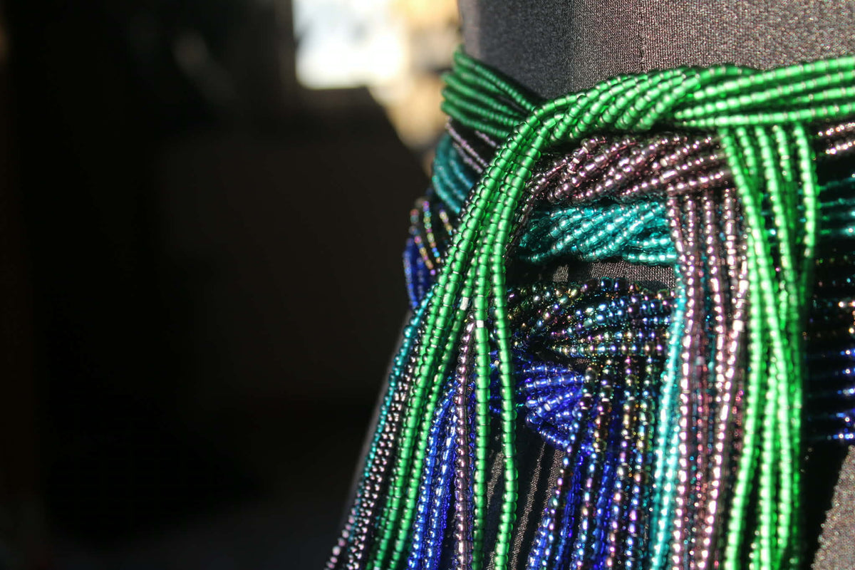 Black Peacock Waist Bead Set | 25 Authentic Ghana Waist Beads