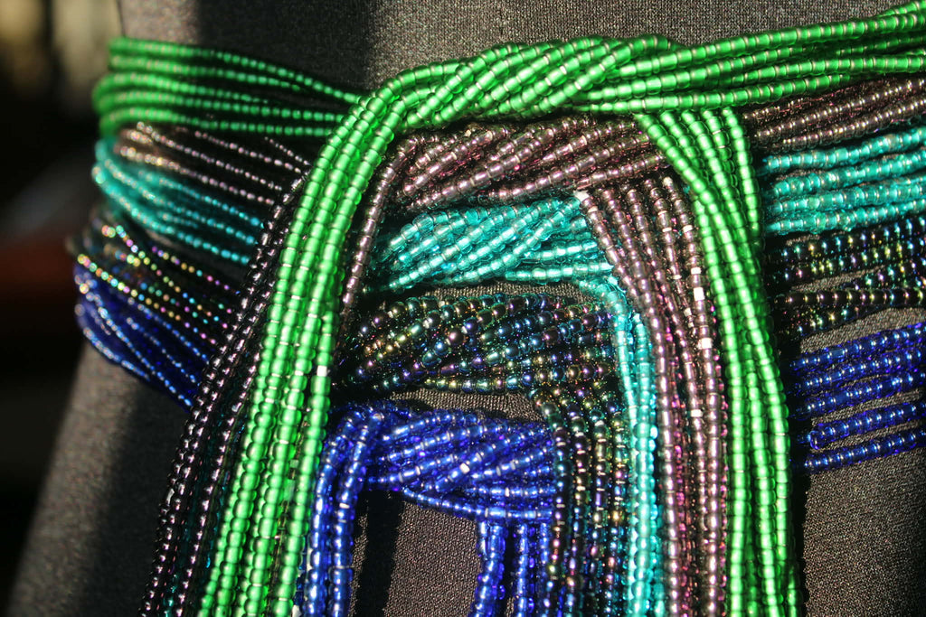 Black Peacock Waist Bead Set | 25 Authentic Ghana Waist Beads
